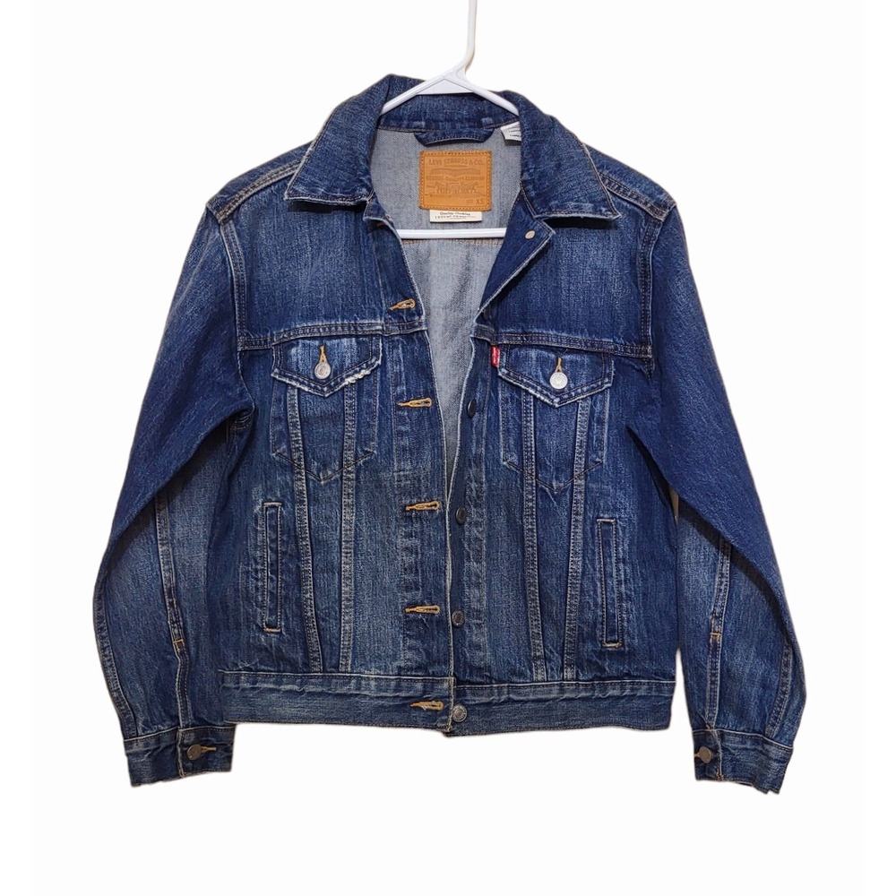 Levi's Women's XS 29944 0006 Ex-boyfriend Blue Jean Denim Trucker‎ Jacket Big E